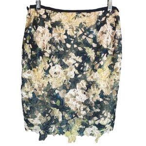 NWT MSSP Max Studio Specialty Products Crochet Lace Overlay Skirt Cream Teal 2